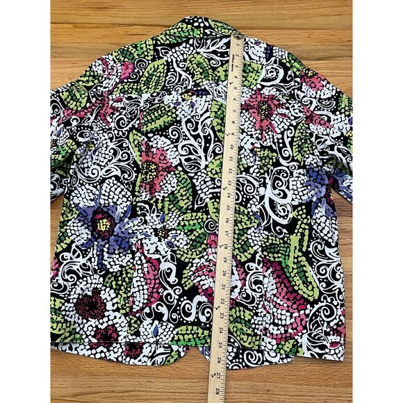 Coldwater Creek Women's 1X White Artsy Cotton Jacket Beach Tropical Hawaiian - Picture 8 of 9